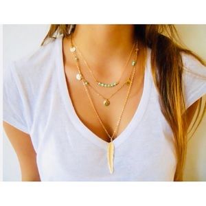 Brand New Fashion Gold/AquaBlue 3 Layer Necklace